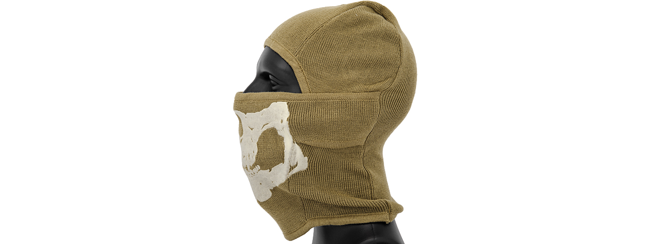 AC-381KH TACTICAL "WINTER" GLOW-IN-DARK SKULL BALACLAVA (COLOR: KHAKI) - Click Image to Close