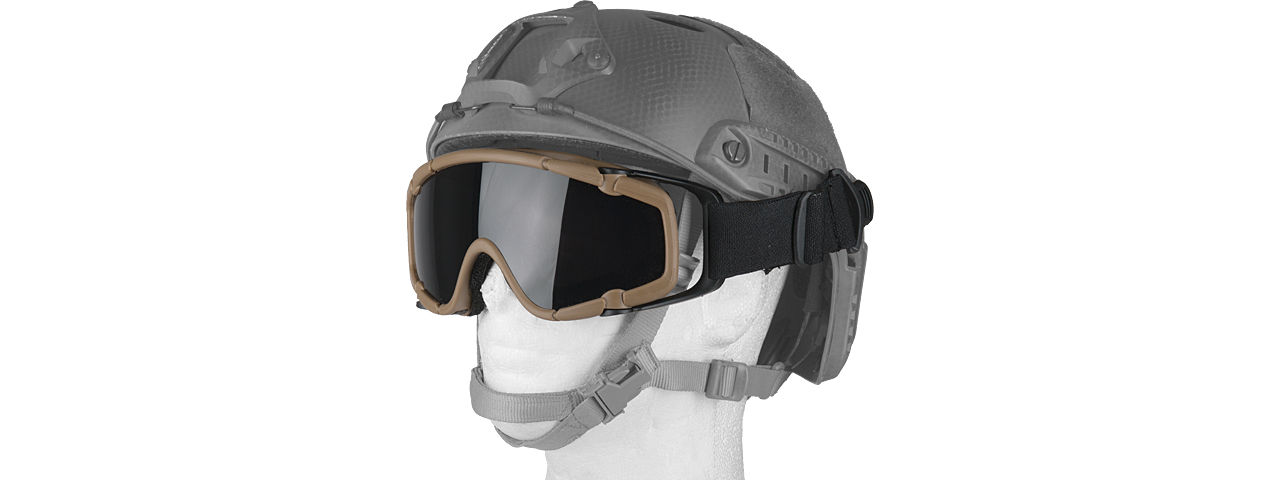 AC-444TH SI BALLISTIC GOGGLE w/2 LENS FOR HELMETS (FRAME COLOR: TAN) - Click Image to Close