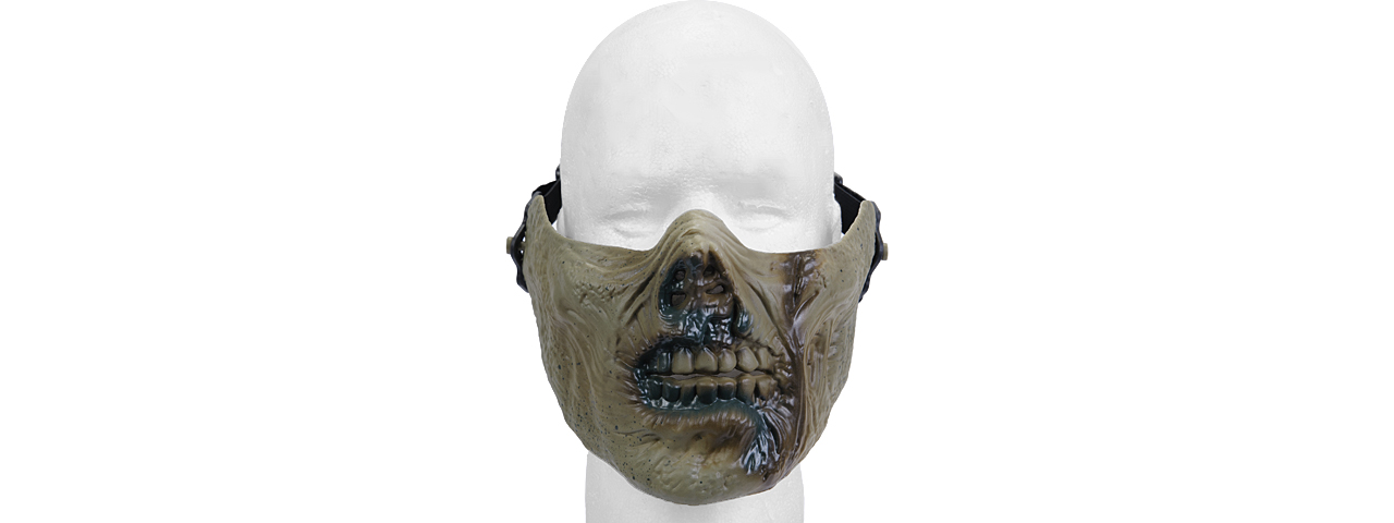 AC-474GZ HALF FACE ZOMBIE SKULL MASK (ZOMBIE GREEN) - Click Image to Close