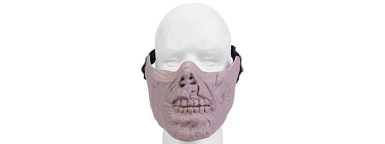 AC-474TN HALF FACE ZOMBIE SKULL MASK (TAN)