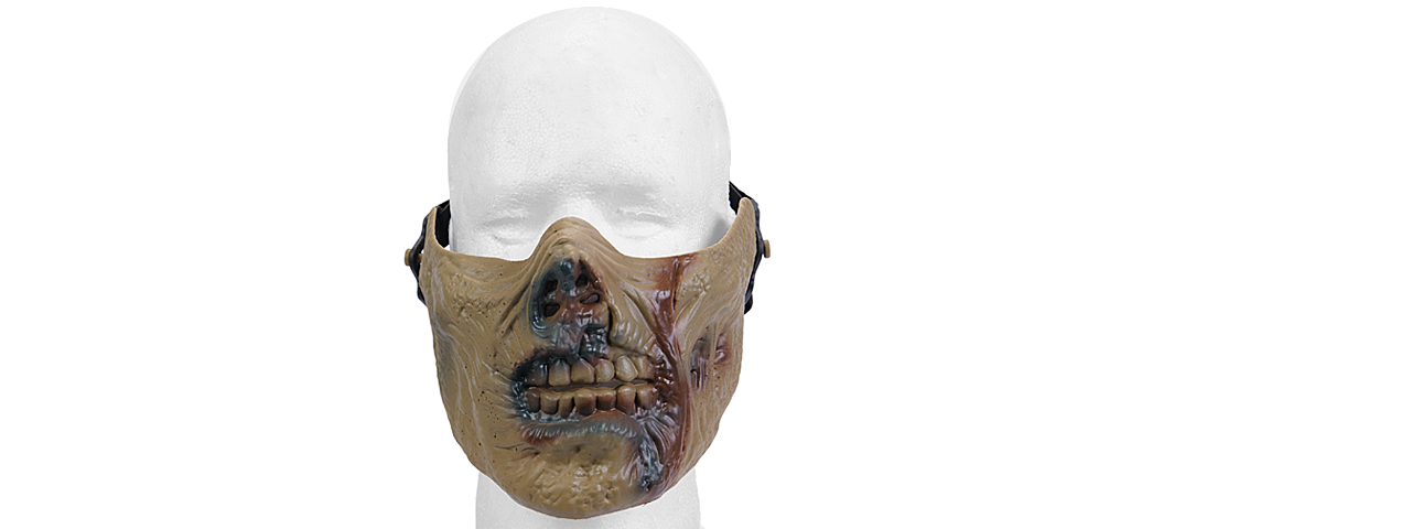 AC-474TZ HALF FACE ZOMBIE SKULL MASK (ZOMBIE TAN) - Click Image to Close