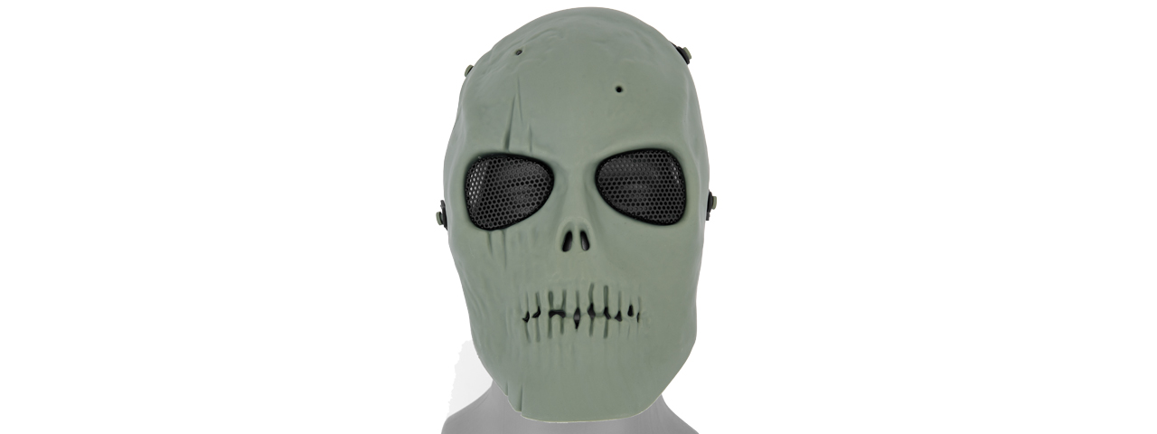 AC-475G MESH SCARRED SKULL MASK (ZOMBIE GREEN) - Click Image to Close