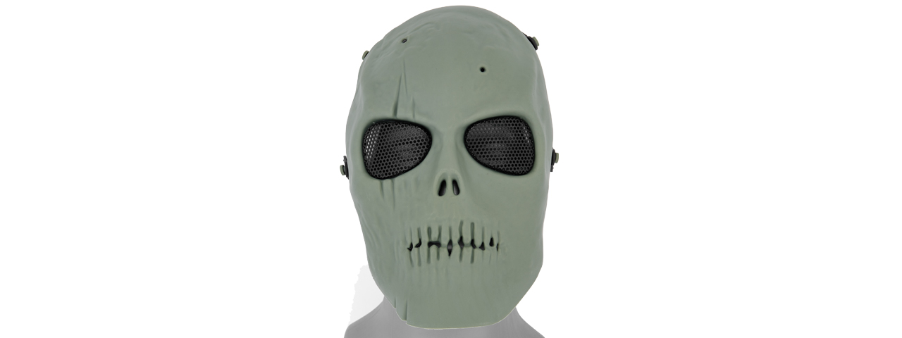 AC-475G MESH SCARRED SKULL MASK (ZOMBIE GREEN)