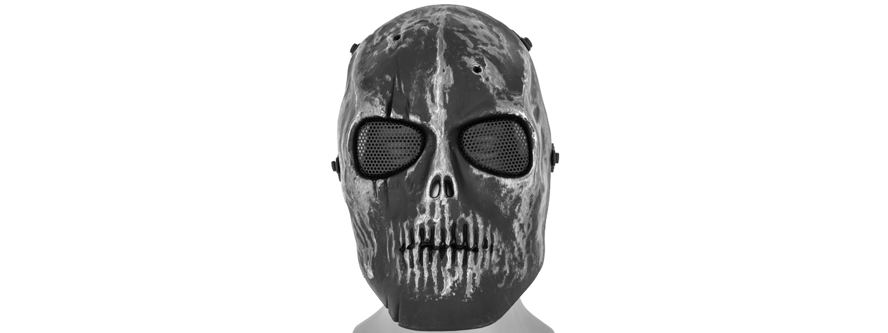 AC-475SB MESH SCARRED SKULL MASK (SILVER BLACK) - Click Image to Close