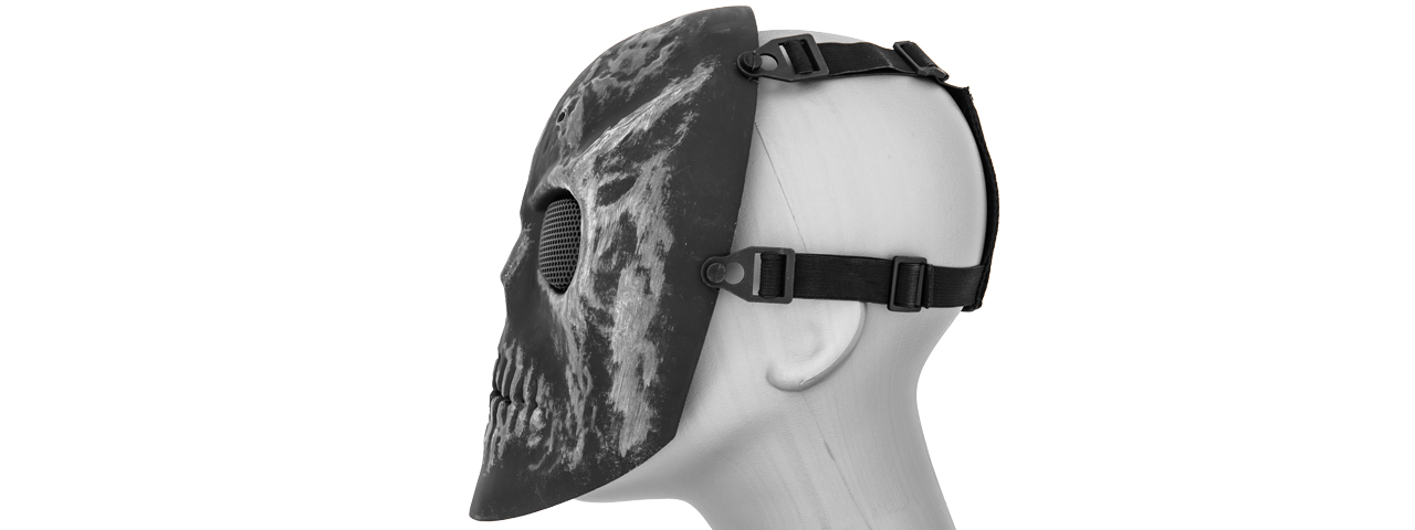 AC-475SB MESH SCARRED SKULL MASK (SILVER BLACK) - Click Image to Close