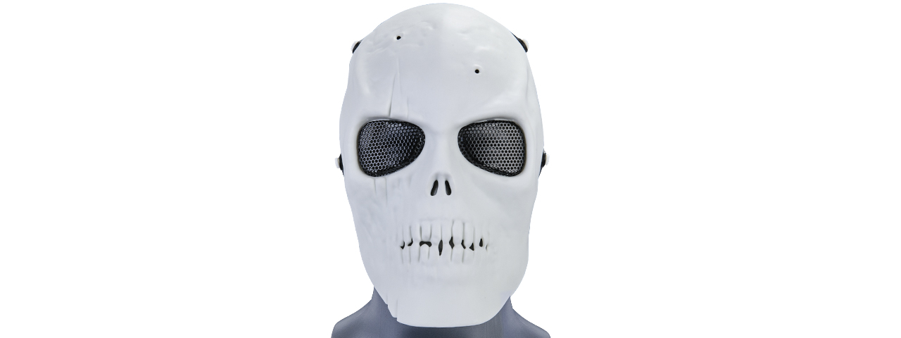 AC-475W MESH SCARRED SKULL MASK (WHITE) - Click Image to Close