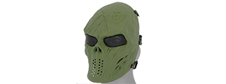 UK ARMS AIRSOFT VILLAIN SKULL FULL FACE MESH MASK - OD GREEN