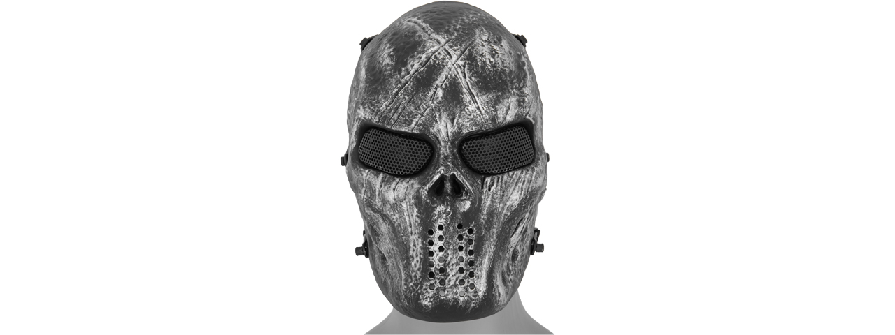 AC-476SB VILLAIN SKULL MESH FACE MASK (SILVER BLACK)