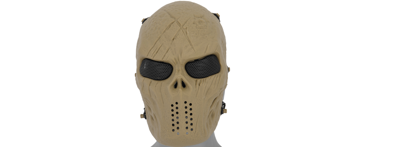 AIRSOFT VILLAIN SKULL MESH FACE MASK - TAN - Click Image to Close