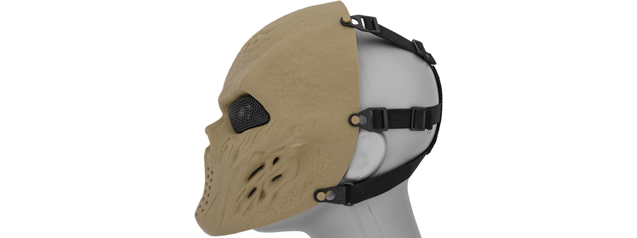 AIRSOFT VILLAIN SKULL MESH FACE MASK - TAN