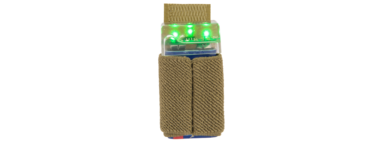 AC-519TG KNV-14 9V "GREEN" STROBE LIGHT w/VELCRO MOUNT (TAN) - Click Image to Close