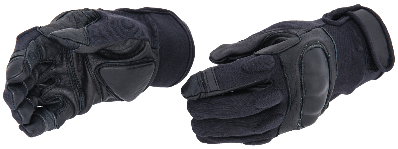 AC-806L Touch Screen Finger Hard Knuckle Gloves (Black) - Large - Click Image to Close