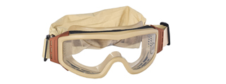 Lancer Tactical CA-201T Airsoft Safety Goggles Basic - Desert Tan Frame / Clear Lens