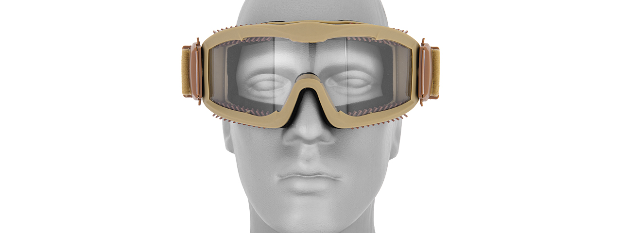 CA-221T AIRSOFT SAFETY GOGGLES W/STYLIZED VENTS (TAN) LENS: CLEAR - Click Image to Close