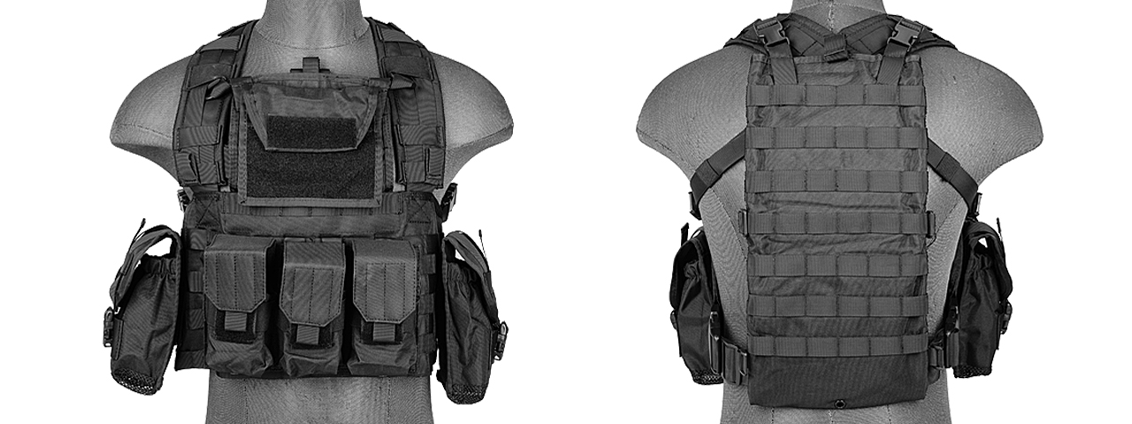 Lancer Tactical CA-307B Modular Chest Rig in Black - Click Image to Close
