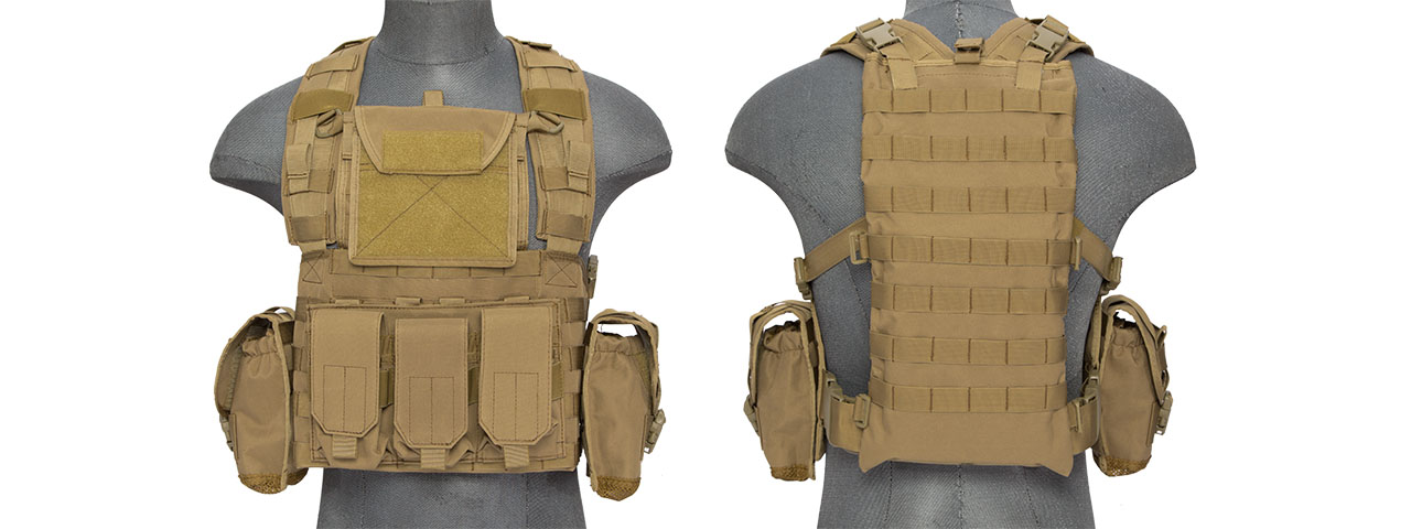 Lancer Tactical CA-307T Modular Chest Rig in Tan - Click Image to Close