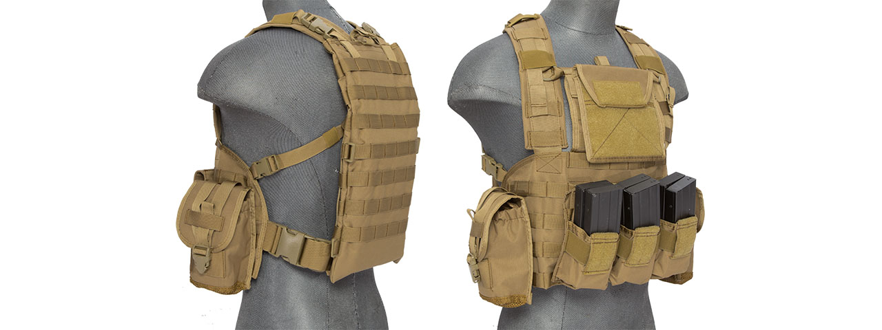 Lancer Tactical CA-307T Modular Chest Rig in Tan - Click Image to Close