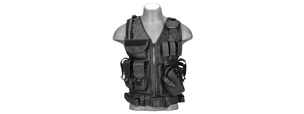 Lancer Tactical CA-310B Cross Draw Vest in Black - Click Image to Close