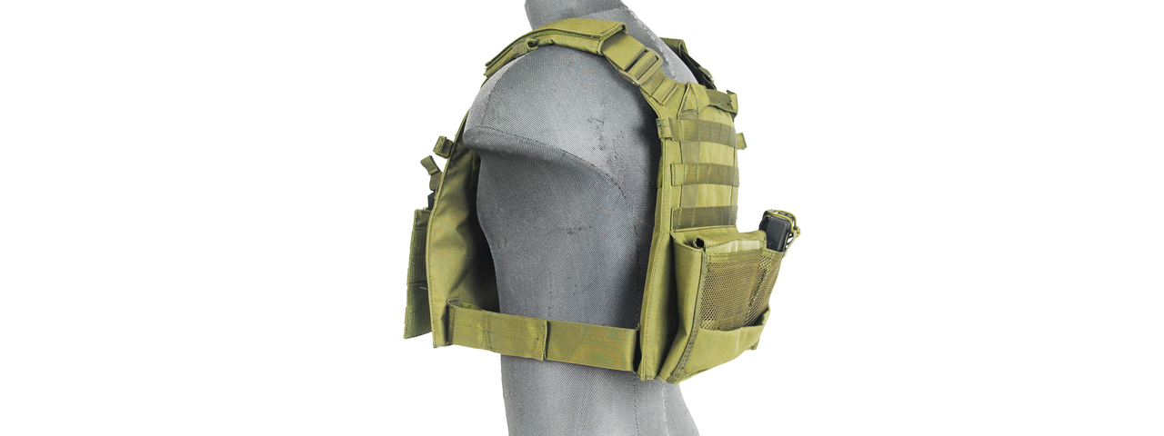 69T4 Tactical Vest w/ Triple Inner Mag Pouches (OD Green) - Click Image to Close