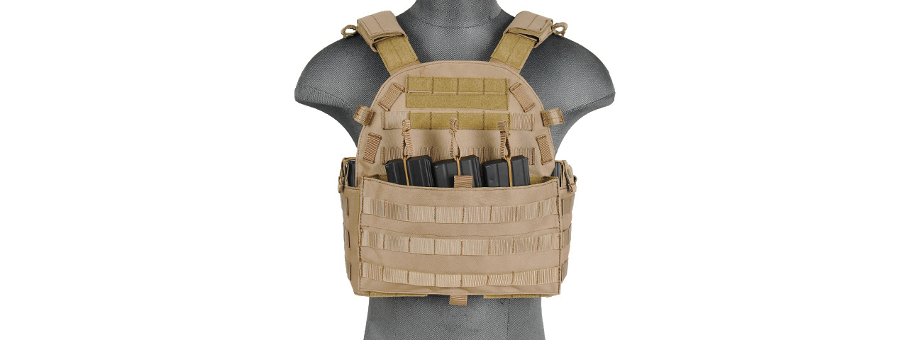 CA-311T2 69T4 Tactical Vest w/ Triple Inner Mag Pouch (Tan)