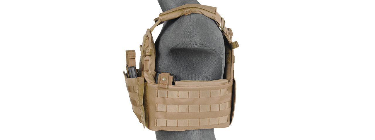 CA-311T2 69T4 Tactical Vest w/ Triple Inner Mag Pouch (Tan) - Click Image to Close