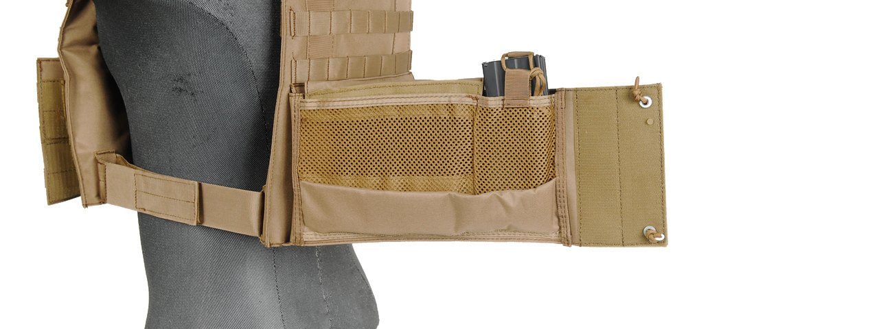 CA-311T2 69T4 Tactical Vest w/ Triple Inner Mag Pouch (Tan) - Click Image to Close