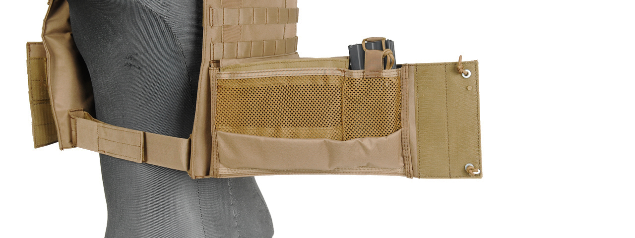 CA-311T2 69T4 Tactical Vest w/ Triple Inner Mag Pouch (Tan)