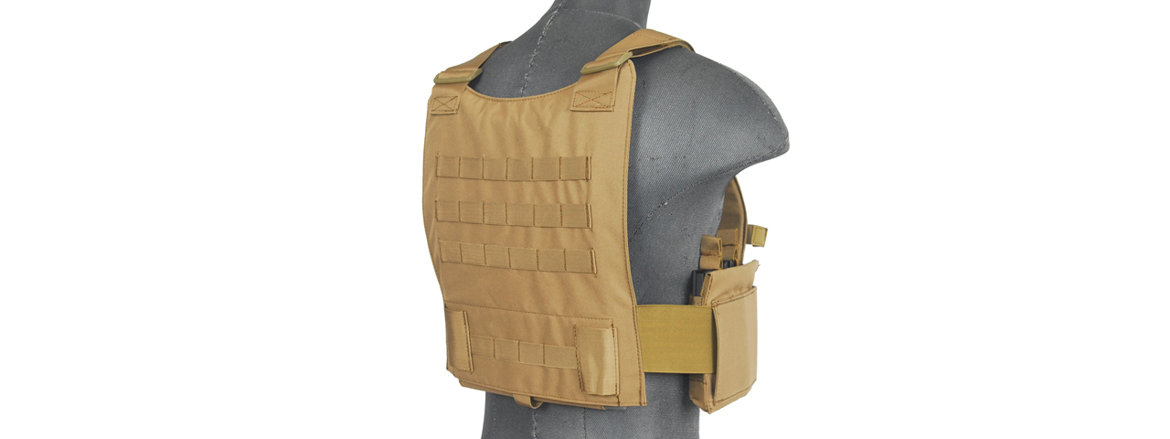 CA-315T SLK Tactical Vest w/ Side Plate Dual-Mag Compartment (Tan) - Click Image to Close