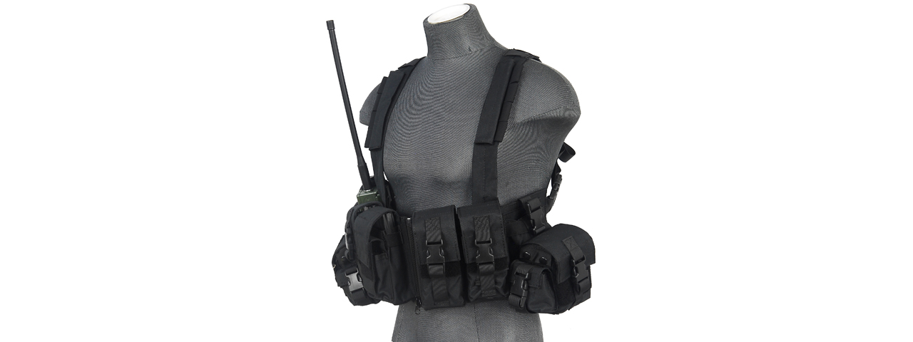 CA-317B T1G LOAD BEARING CHEST RIG w/ZIPPER (COLOR: BLACK) - Click Image to Close