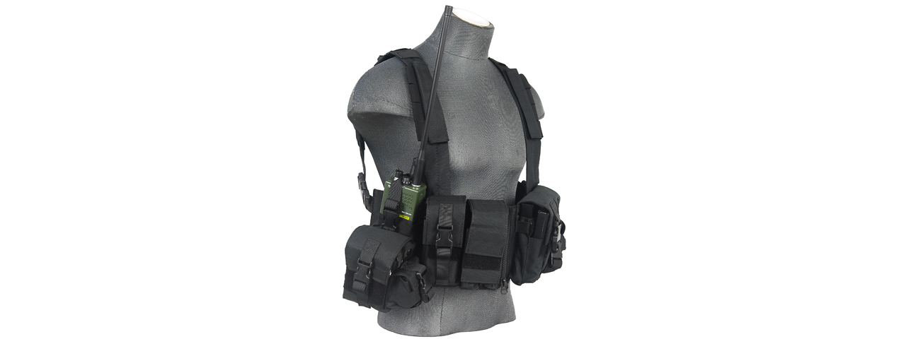 CA-317B T1G LOAD BEARING CHEST RIG w/ZIPPER (COLOR: BLACK) - Click Image to Close