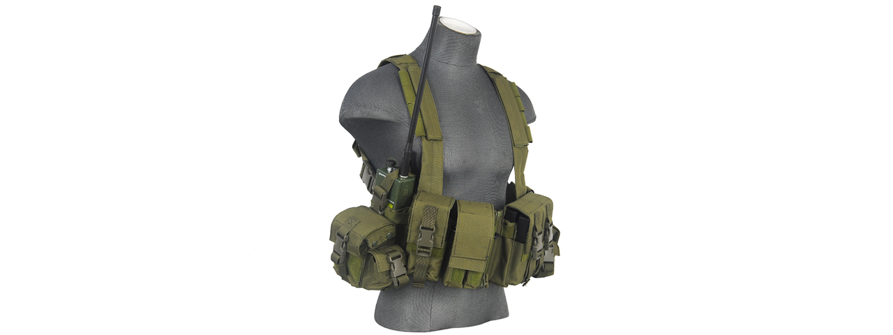 CA-317G T1G LOAD BEARING CHEST RIG w/ZIPPER (COLOR: OD GREEN)