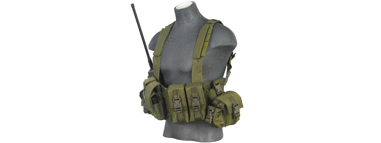 CA-317G T1G LOAD BEARING CHEST RIG w/ZIPPER (COLOR: OD GREEN)