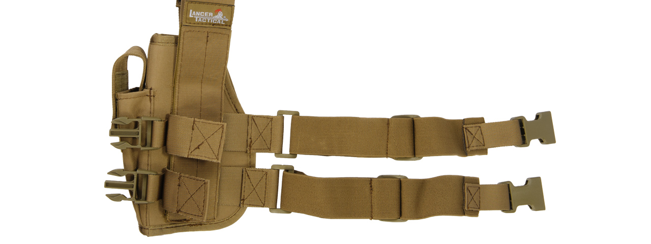 Lancer Tactical Airsoft Drop Leg Nylon Holster Accessory (Color: Tan) - Click Image to Close