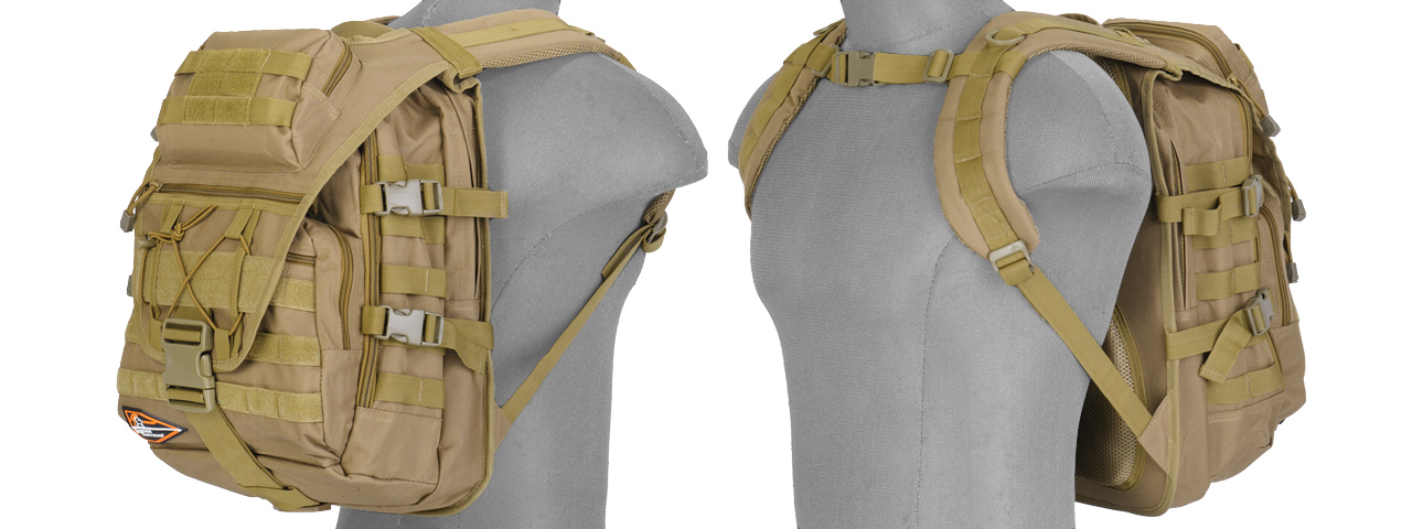 Lancer Tactical CA-357T Tactical Laptop Backpack, Tan - Click Image to Close