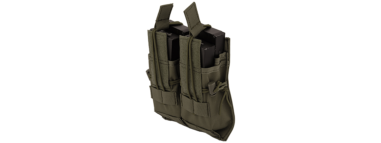 Lancer Tactical CA-358G Dual M4/M16/AK74 Magazine Pouch, OD Green - Click Image to Close