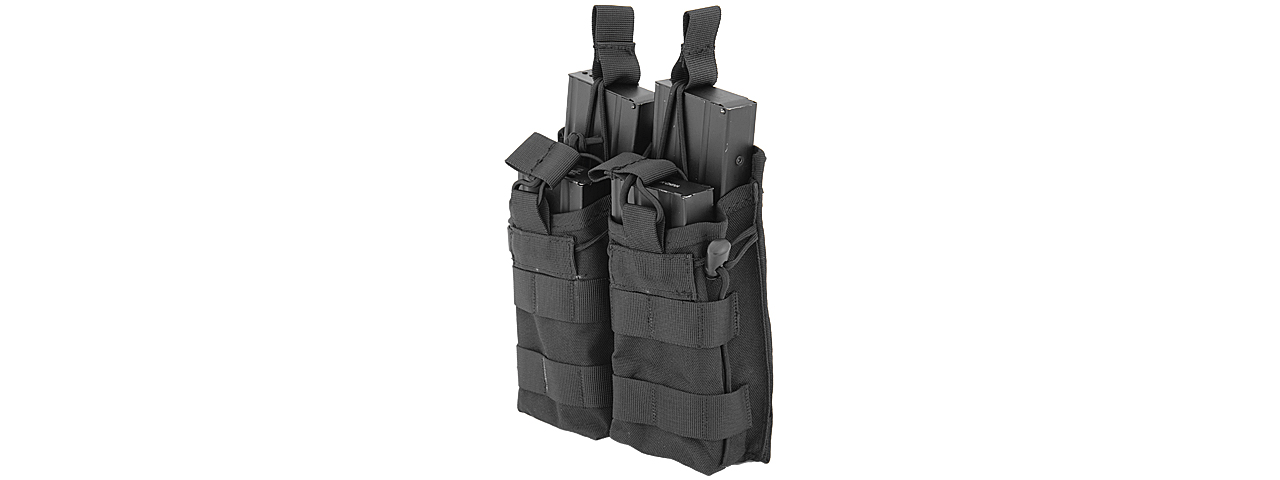 CA-378B MOLLE BUNGEE OPEN TOP QUAD MAGAZINE POUCH (BLACK) - Click Image to Close