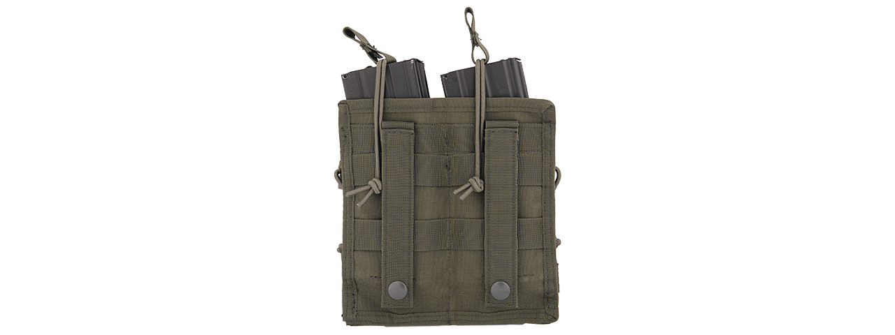 CA-378G MOLLE BUNGEE OPEN TOP QUAD MAGAZINE POUCH (OD GREEN)