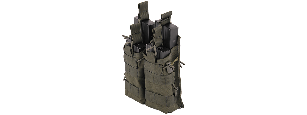 CA-378G MOLLE BUNGEE OPEN TOP QUAD MAGAZINE POUCH (OD GREEN)