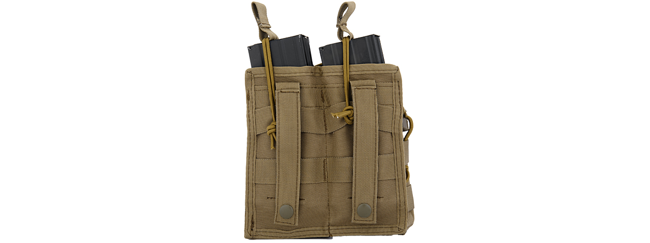 CA-378T MOLLE BUNGEE OPEN TOP QUAD MAGAZINE POUCH (TAN) - Click Image to Close