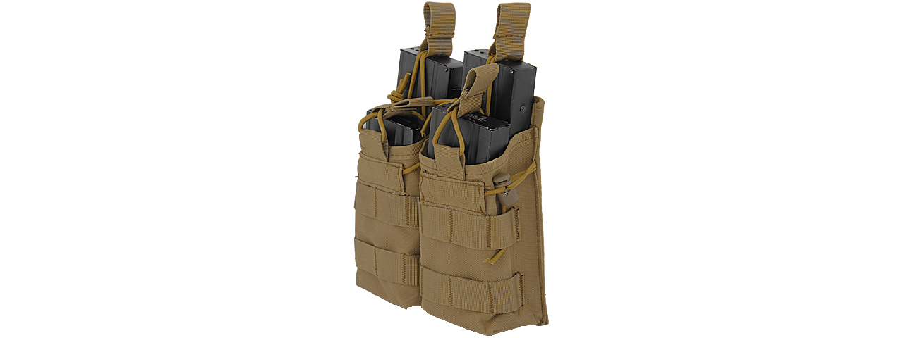 CA-378TN NYLON BUNGEE OPEN TOP QUAD MAGAZINE POUCH (TAN)