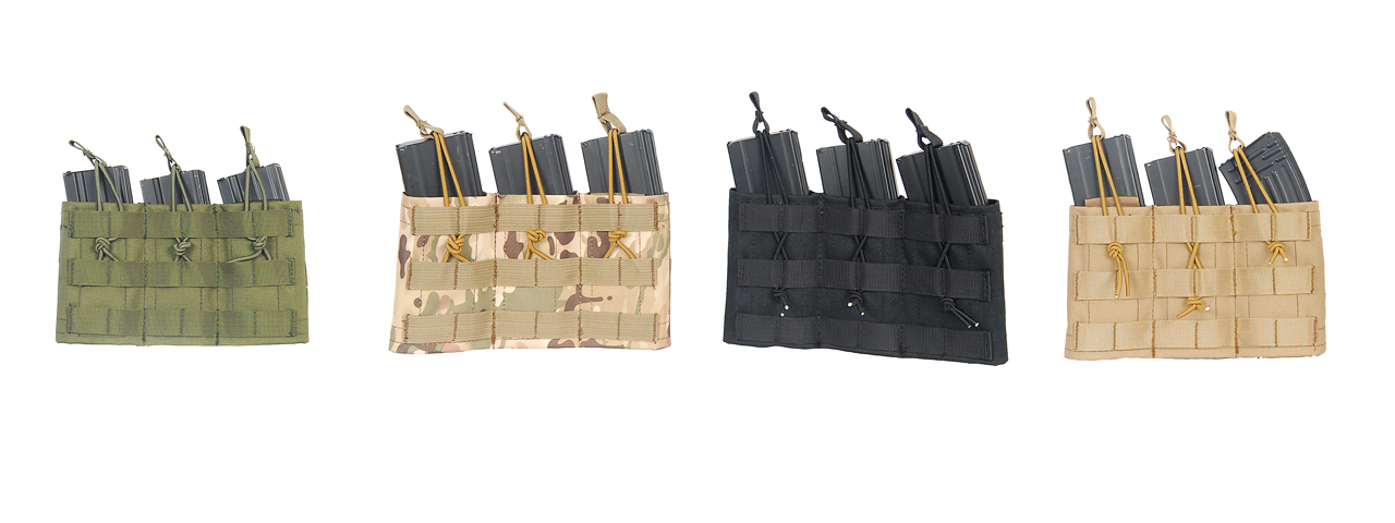 CA-379B MOLLE BUNGEE TRIPLE MAG POUCH w/VARIABLE DEPTH ADJUSTMENT (COLOR: BLACK) - Click Image to Close