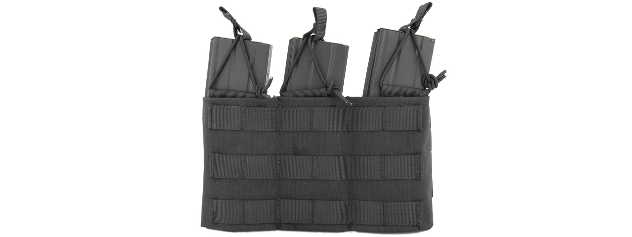 CA-379B MOLLE BUNGEE TRIPLE MAG POUCH w/VARIABLE DEPTH ADJUSTMENT (COLOR: BLACK) - Click Image to Close