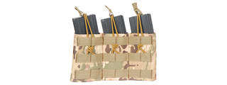 CA-379C MOLLE BUNGEE TRIPLE MAG POUCH w/VARIABLE DEPTH ADJUSTMENT (COLOR: CAMO)