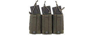 CA-379G MOLLE BUNGEE TRIPLE MAG POUCH w/VARIABLE DEPTH ADJUSTMENT (COLOR: OD GREEN)