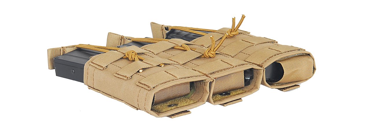 CA-379G MOLLE BUNGEE TRIPLE MAG POUCH w/VARIABLE DEPTH ADJUSTMENT (COLOR: OD GREEN) - Click Image to Close