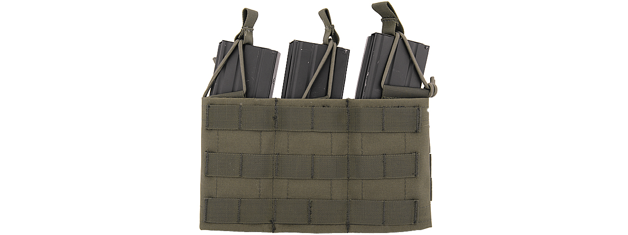 CA-379G MOLLE BUNGEE TRIPLE MAG POUCH w/VARIABLE DEPTH ADJUSTMENT (COLOR: OD GREEN)