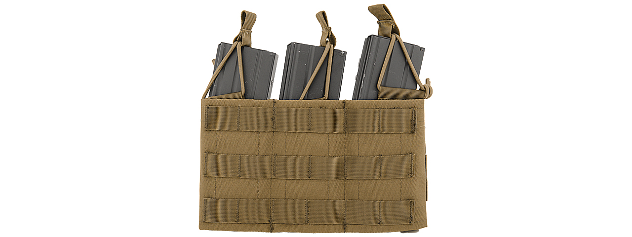 CA-379T MOLLE BUNGEE TRIPLE MAG POUCH w/VARIABLE DEPTH ADJUSTMENT (COLOR: TAN)