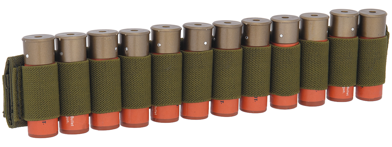 CA-383G SHOTGUN SHELLS (12) HOLDER FOR SLING OR BELT (OD GREEN) - Click Image to Close