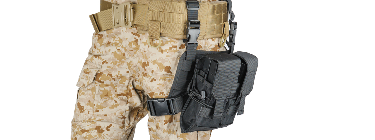 CA-390B 2 x 2 MAGAZINE POUCH LEG RIG (COLOR: BLACK)