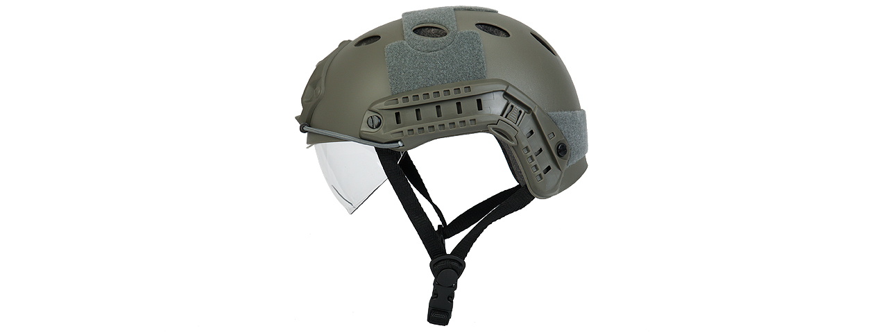 CA-740G HELMET PJ TYPE "BASIC VERSION w/VISOR" (COLOR: FOLIAGE GREEN) SIZE: MEDIUM